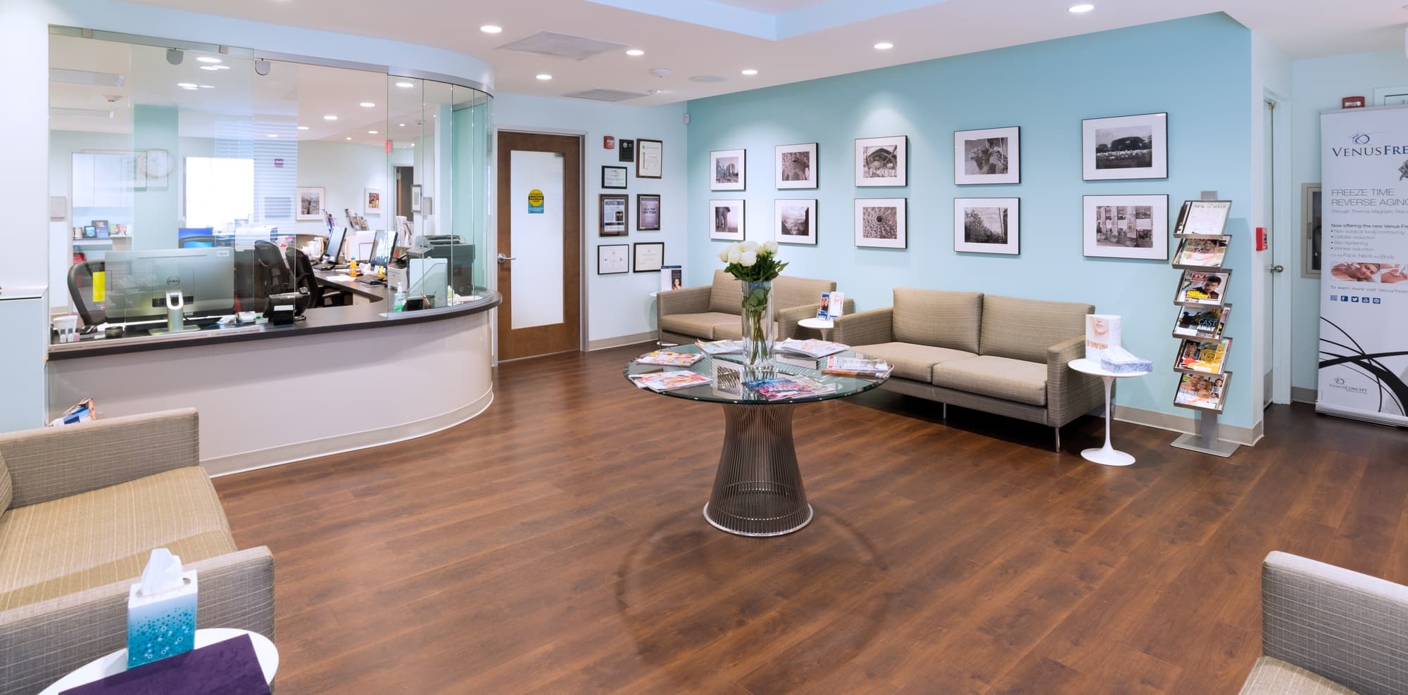 Reception area at Skin & Laser Dermatology Center in McLean, Virginia